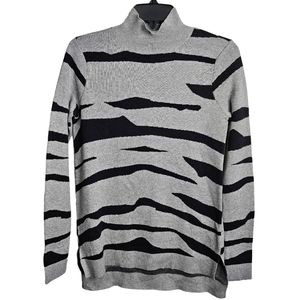 Adyson Parker Black Gray Animal Print Mock Neck Sweater NWT Ladies Size XS